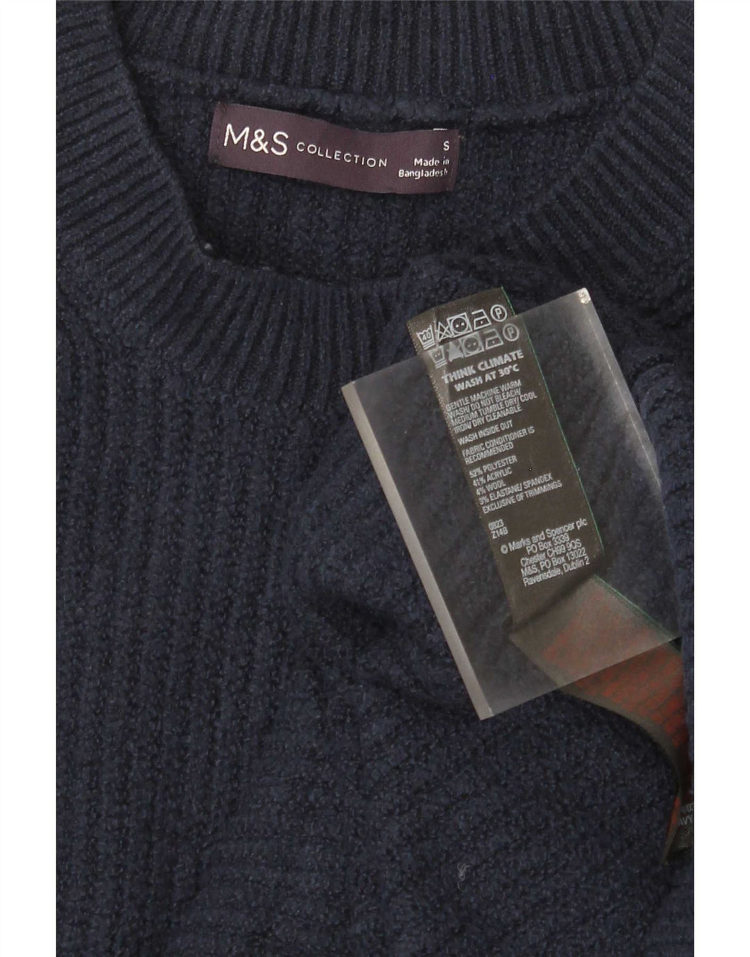 Marks & Spencer Langarm-Pulloverkleid für Damen, Größe S, Marineblau, Polyester