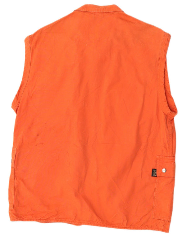 Vintage Damen Übergroße Utility-Gilet UK 10 Small Orange