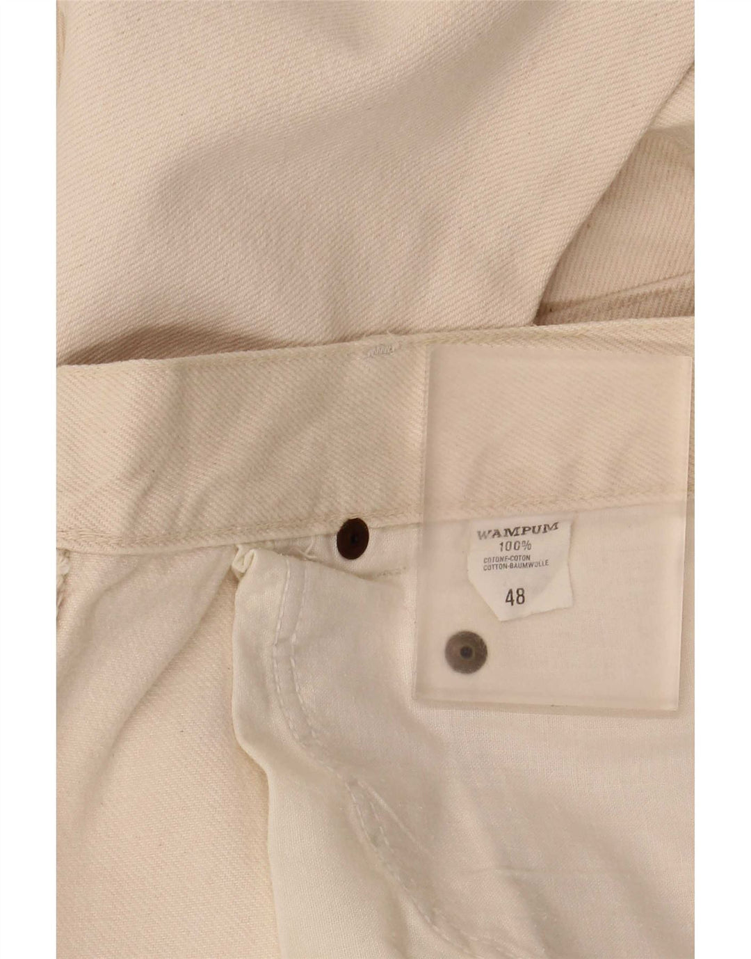 Wampum Herren Straight Jeans IT 48 Medium W30 L32 Off White Baumwolle