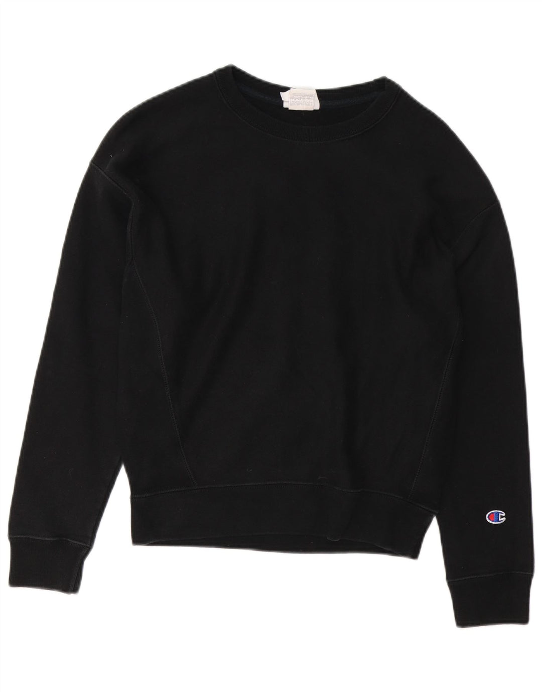 CHAMPION Damen-Sweatshirt-Pullover UK 14 Mittelschwarze Baumwolle
