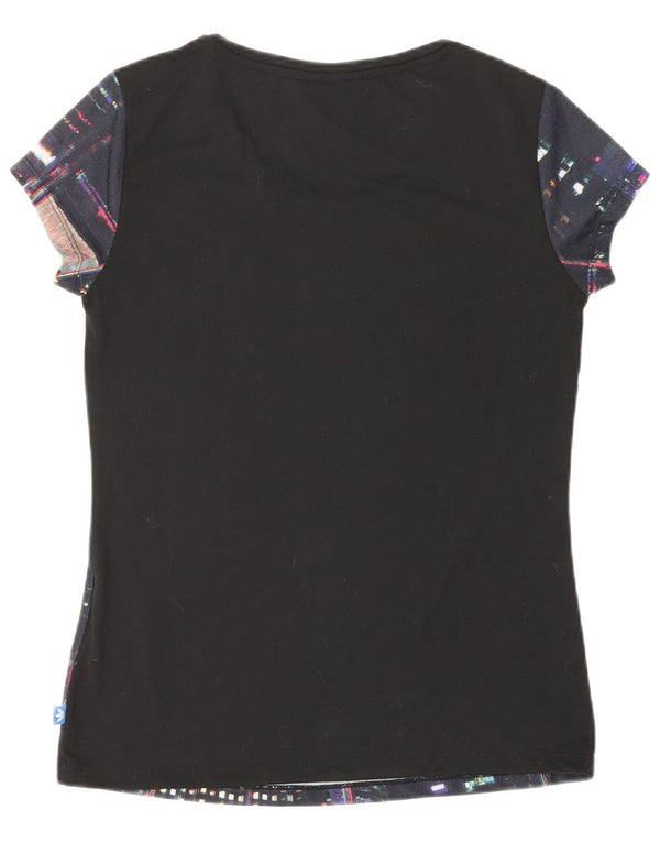 ADIDAS Damen Grafik T-Shirt Top UK 10 Small Blue Geometrisch