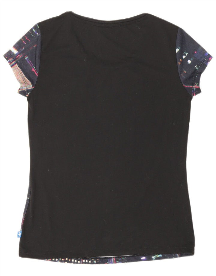 ADIDAS Damen Grafik T-Shirt Top UK 10 Small Blue Geometrisch