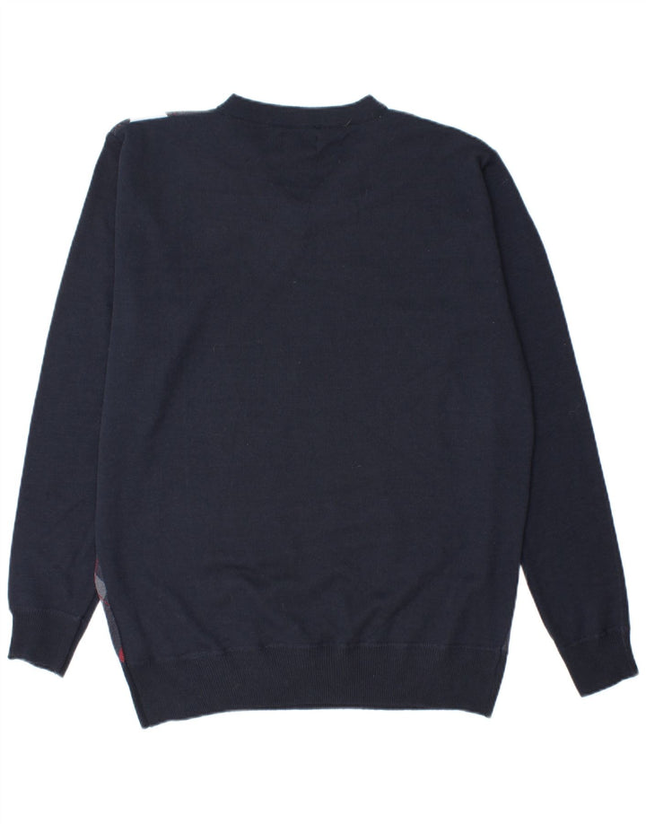 Pierre Cardin Herren-Pullover mit V-Ausschnitt, groß, Marineblau mit Argyle-Muster/Diamantmuster