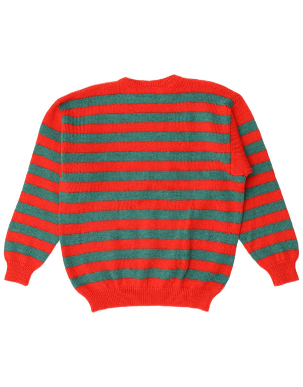 Vintage Damen Pullover mit Rundhalsausschnitt UK 18 XL Rot gestreift