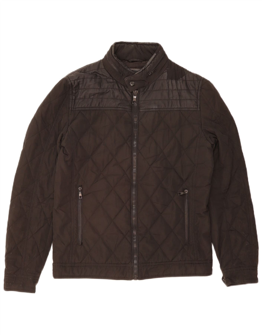 ZARA Herren Steppjacke mit Kapuze UK 38 Medium Schwarz