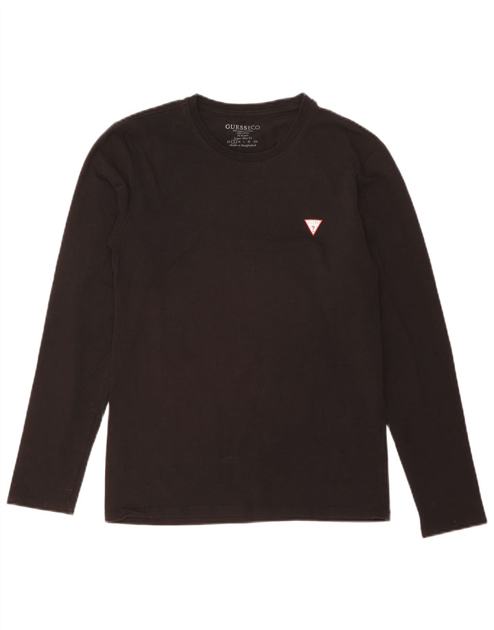 Guess Herren Super Slim Fit Top Langarm Small Schwarz Baumwolle