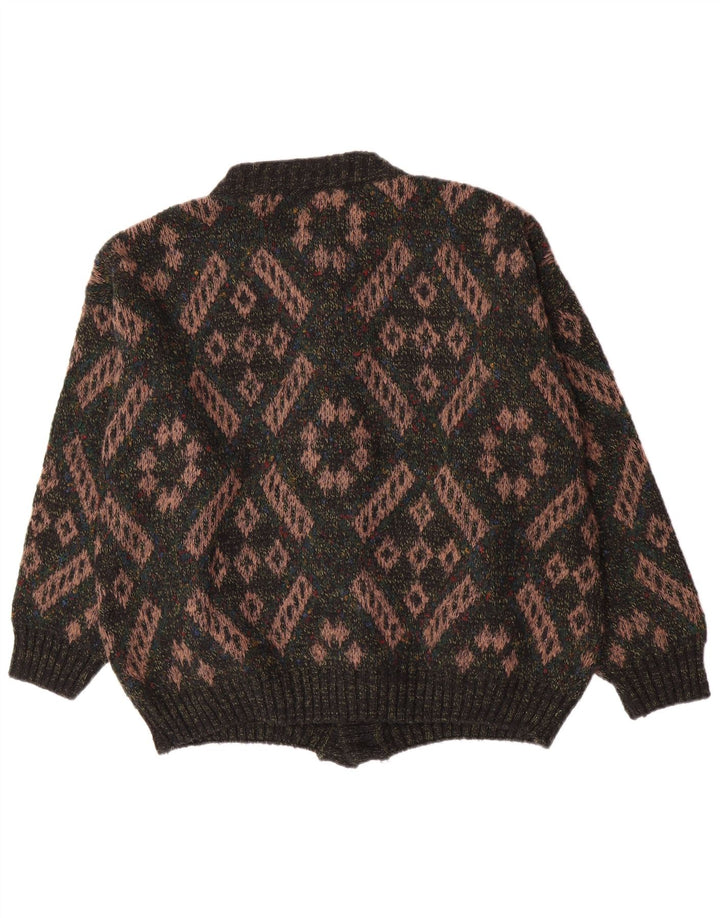 Vintage Herren Cardigan Pullover Große grüne geometrische Wolle