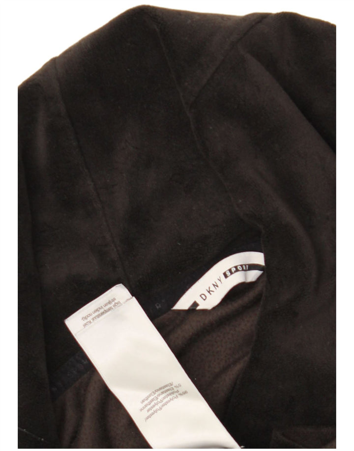 Dkny Damen Übergroßes Velours-Top mit Kapuze, langärmlig, UK 12, Mittelschwarz