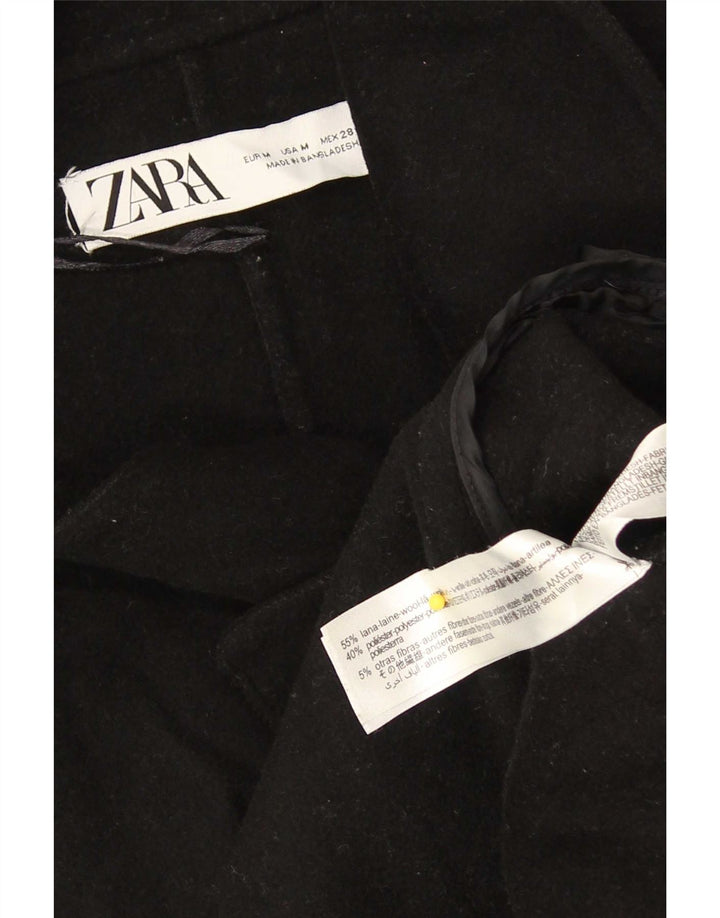 Zara Damen Übergroßer Mantel UK 14 Mittelschwarze Wolle