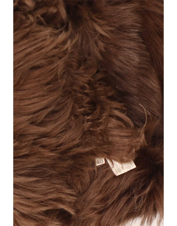 Vintage Damen Shearling Jacke IT 46 Large Brown Classic