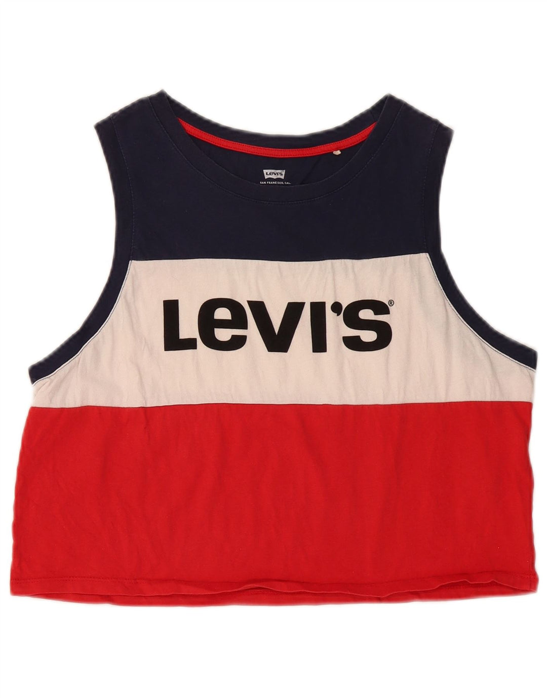 LEVI'S Damen Crop Graphic Vest Top UK 14 Large Mehrfarbiger Farbblock