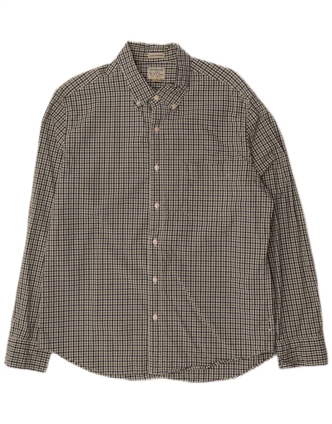 J. CREW Slim-Hemd für Herren, groß, grün, Gingham-Baumwolle