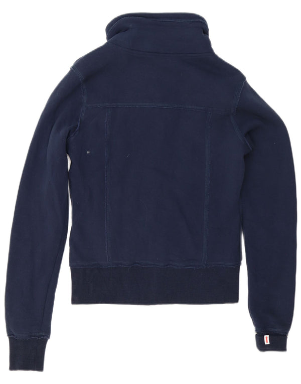 Carrera Womens Sherpa Trainingsanzug Top Jacke UK 10 Small Marineblau Baumwolle