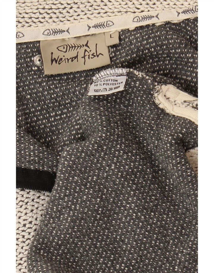 WEIRD FISH Herren-Sweatshirt mit Reißverschluss am Hals, groß, aus grauer Baumwolle