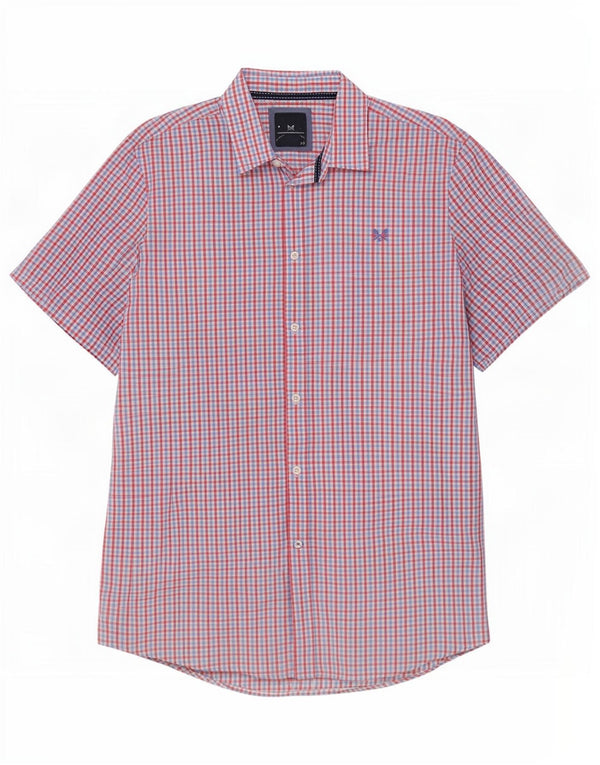 Crew Clothing Herren-Kurzarmhemd 2XL, rot kariert, Baumwolle
