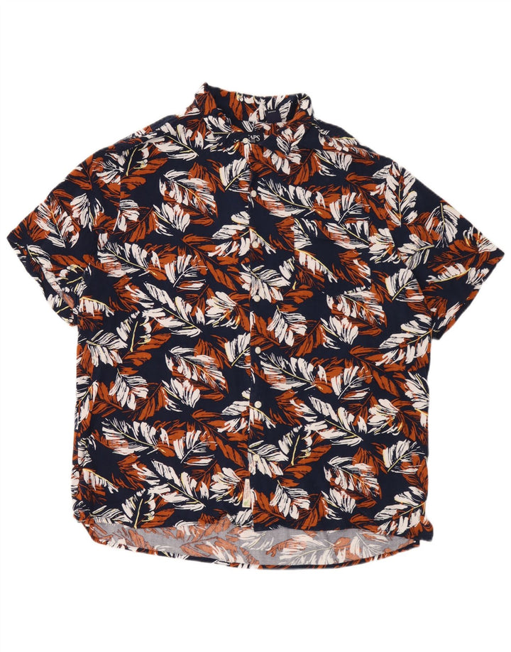 Chaps Herren-Kurzarmhemd XL, blau geblümt, Viskose