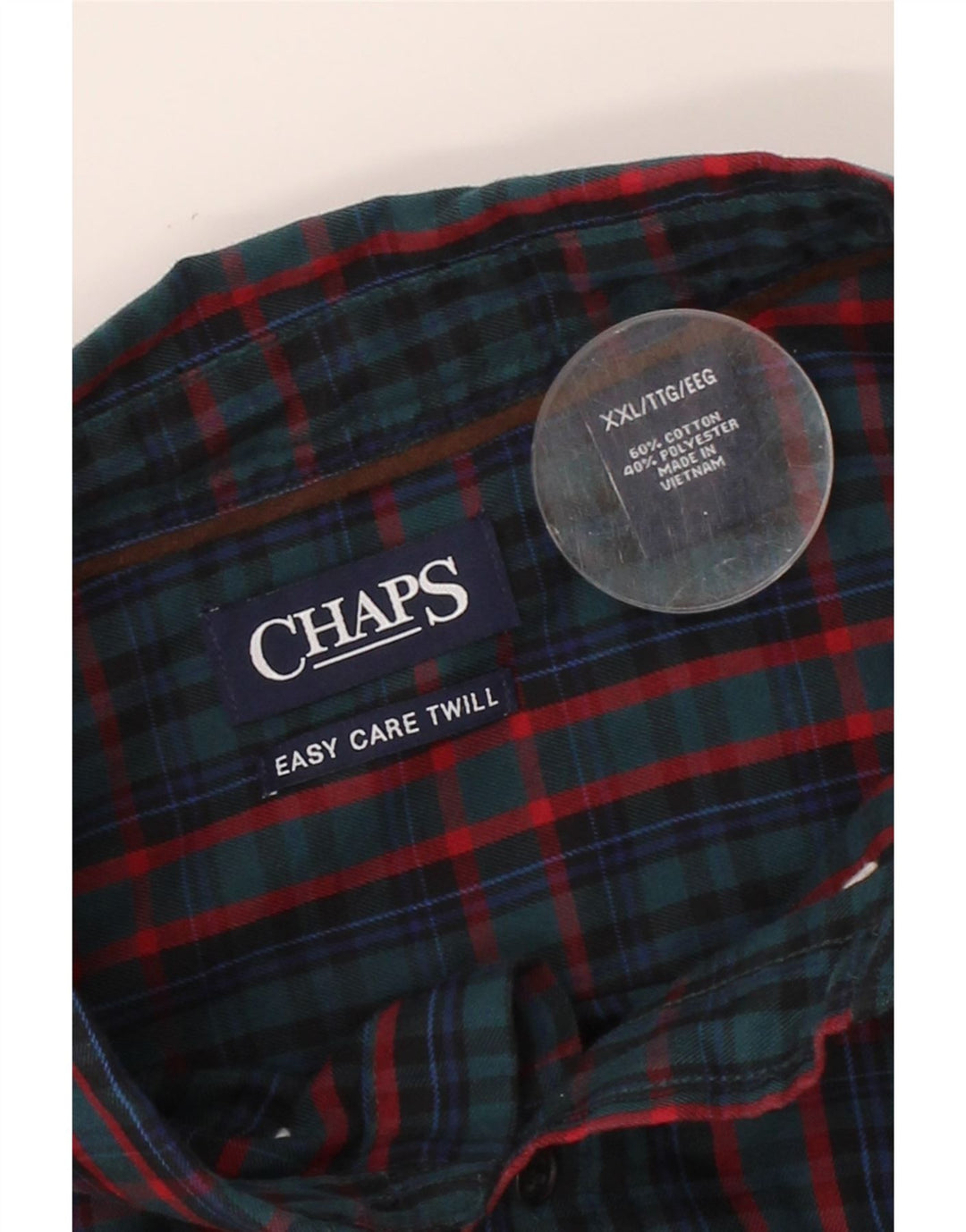 CHAPS Mens Shirt 2XL Navy Blue Check Cotton Vintage Chaps and Second-Hand Chaps from Messina Hembry 