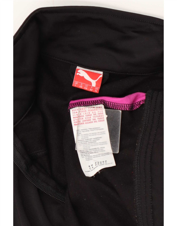 Puma Damen-Trainingsanzug-Top-Jacke, UK 14, groß, schwarzes Farbblock-Polyester