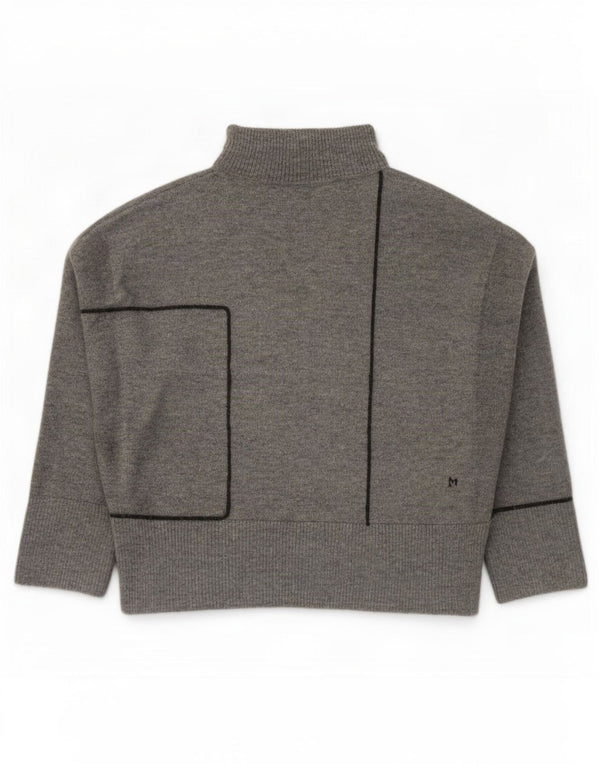 Zara Womens Oversized Roll Neck Jumper Sweater UK 14 Medium Grey Acrylic