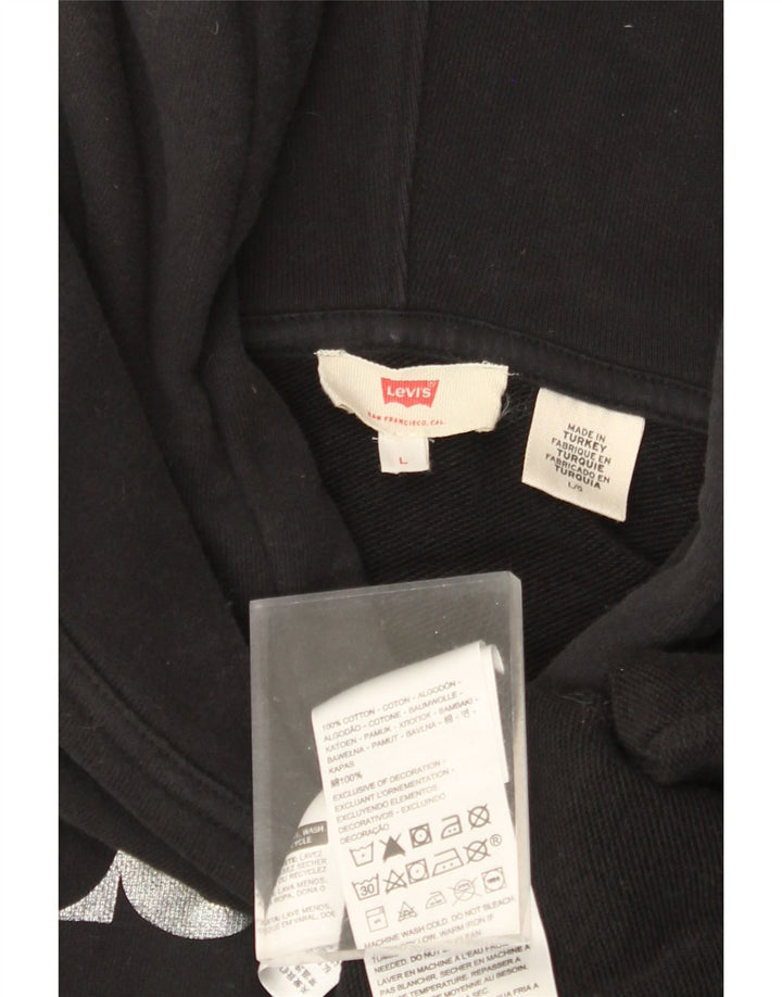 LEVI'S Damen-Kapuzenpullover mit Grafik, übergroß, UK 16, Größe L, Schwarz, Baumwolle