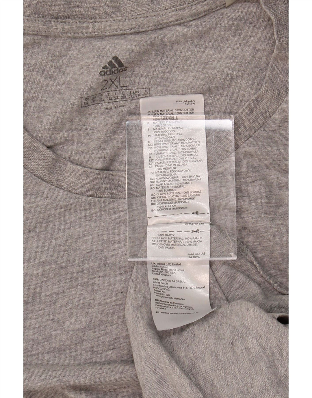 ADIDAS Mens T-Shirt Top 2XL Grey Cotton