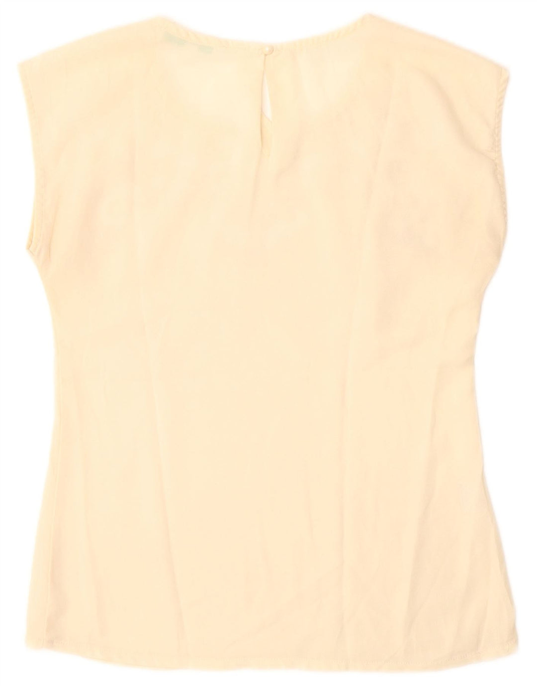 Vintage Damen Bluse Top UK 12 Medium Beige Floral Polyester