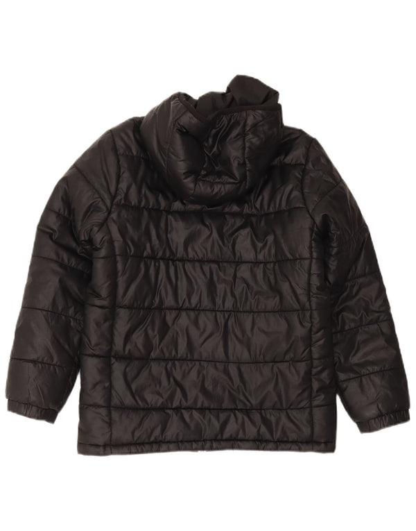 Adidas Jungen wattierte Jacke mit Kapuze, 11–12 Jahre, schwarzes Polyester