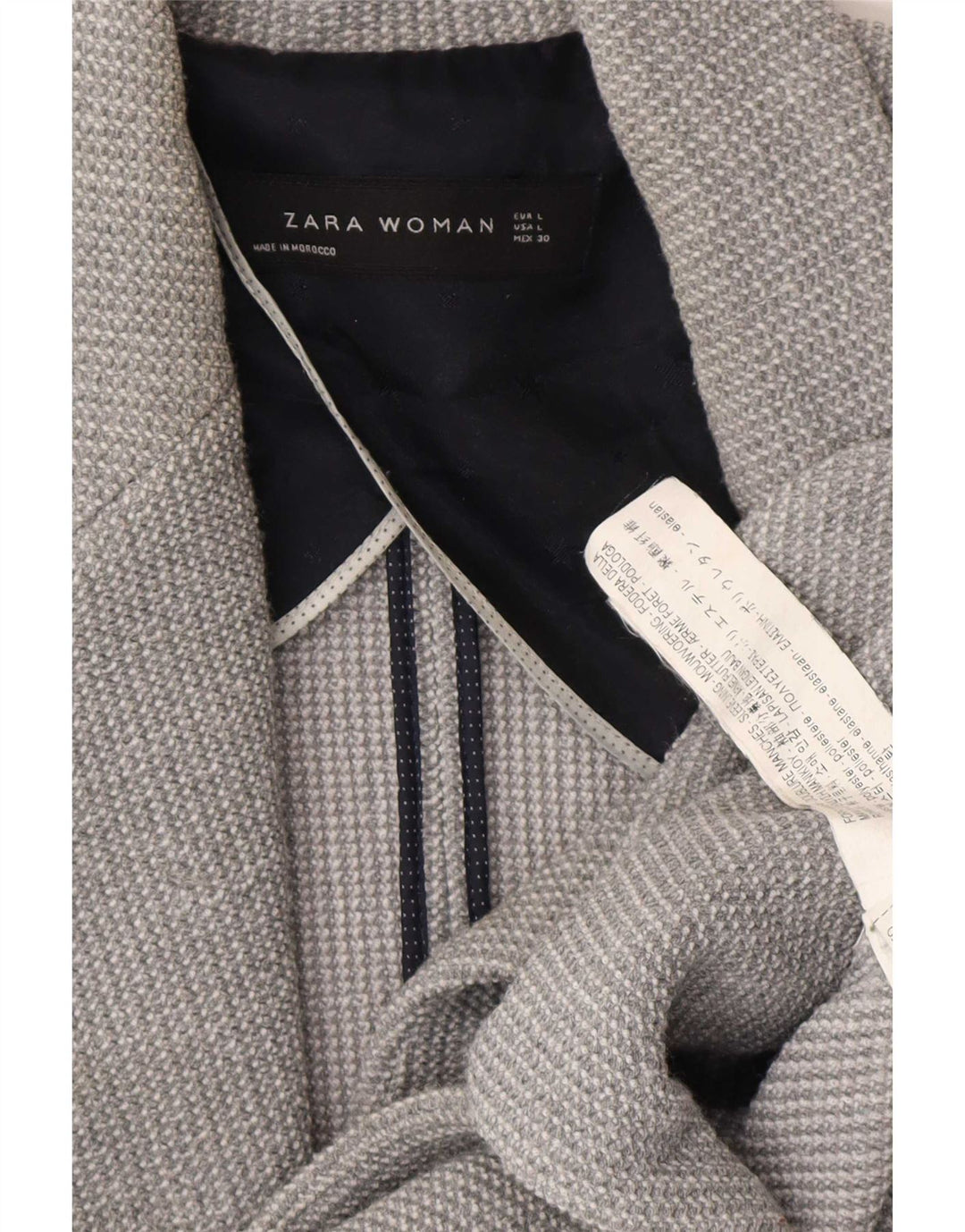 Zara Damen 1-Knopf-Blazerjacke UK 16 Large Grau Polyester