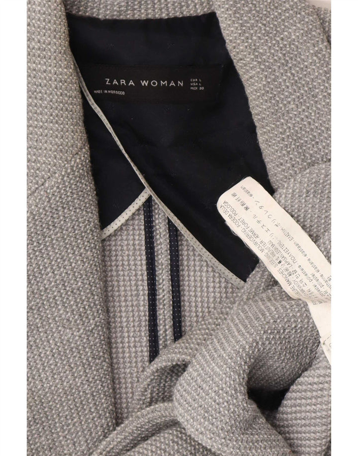 Zara Damen 1-Knopf-Blazerjacke UK 16 Large Grau Polyester