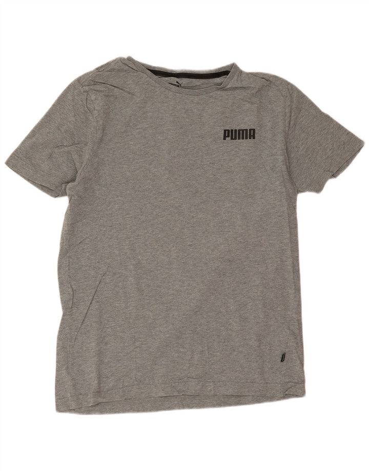 Puma Herren T-Shirt-Oberteil aus mittelgrau gefleckter Baumwolle