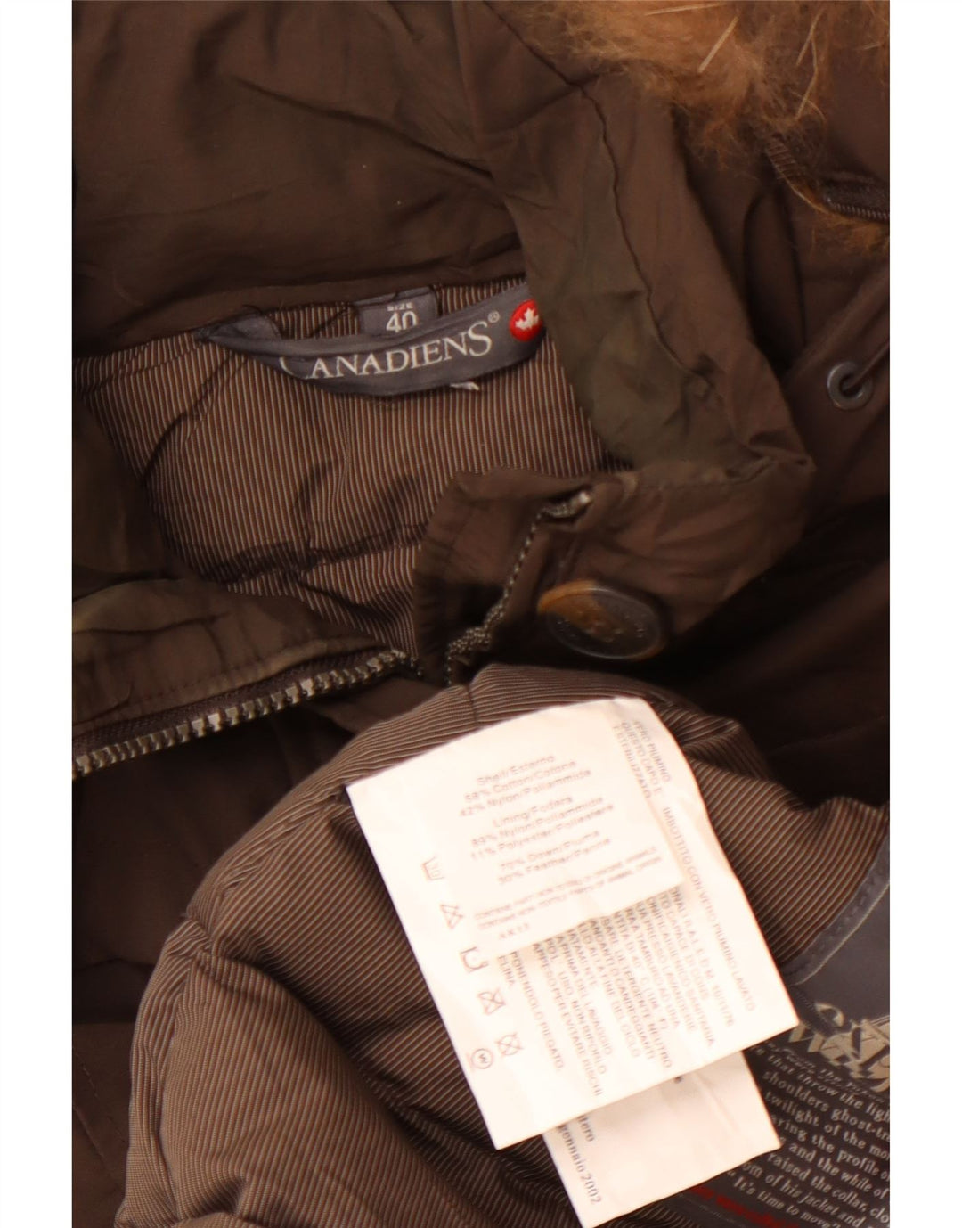 CANADIENS Wattierte Damenjacke mit Kapuze, EU 40, mittelbraune Baumwolle