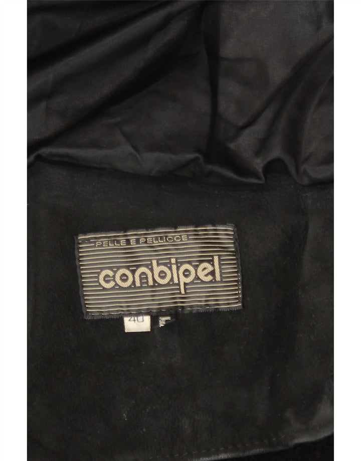 Conbipel Damen Übergroße Wildlederjacke IT 40 Small Black Animal Print