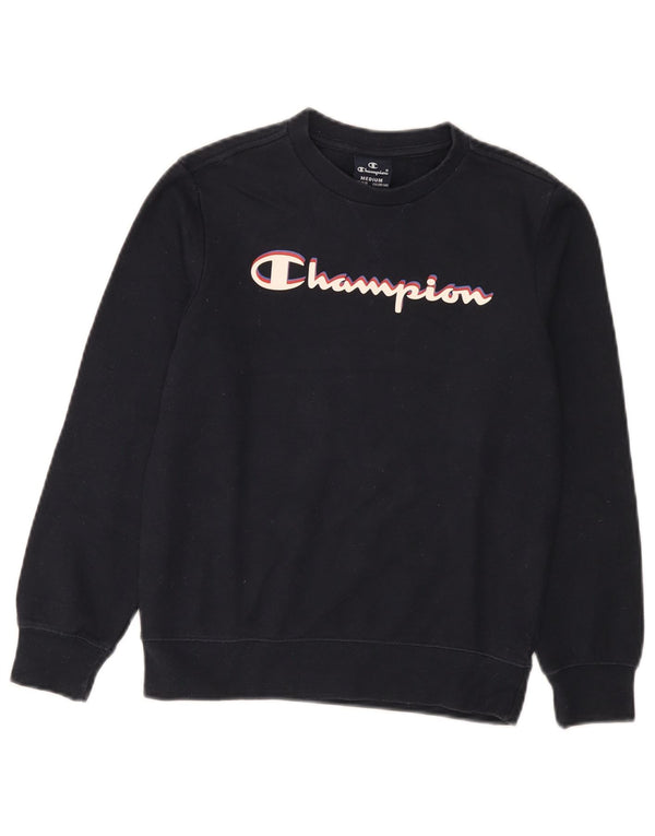 Champion Sweatshirt-Pullover mit Grafik für Jungen, 9–10 Jahre, mittelmarineblaue Baumwolle
