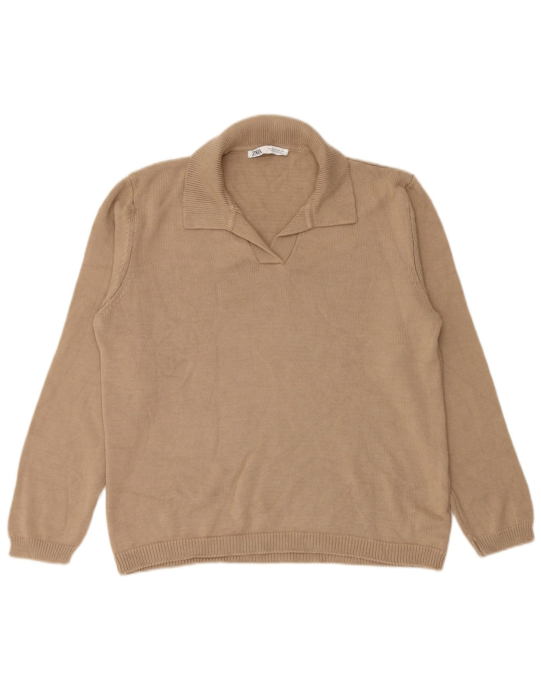 Zara Damen-Pullover mit Rollkragen, UK 14, Mittelbeige