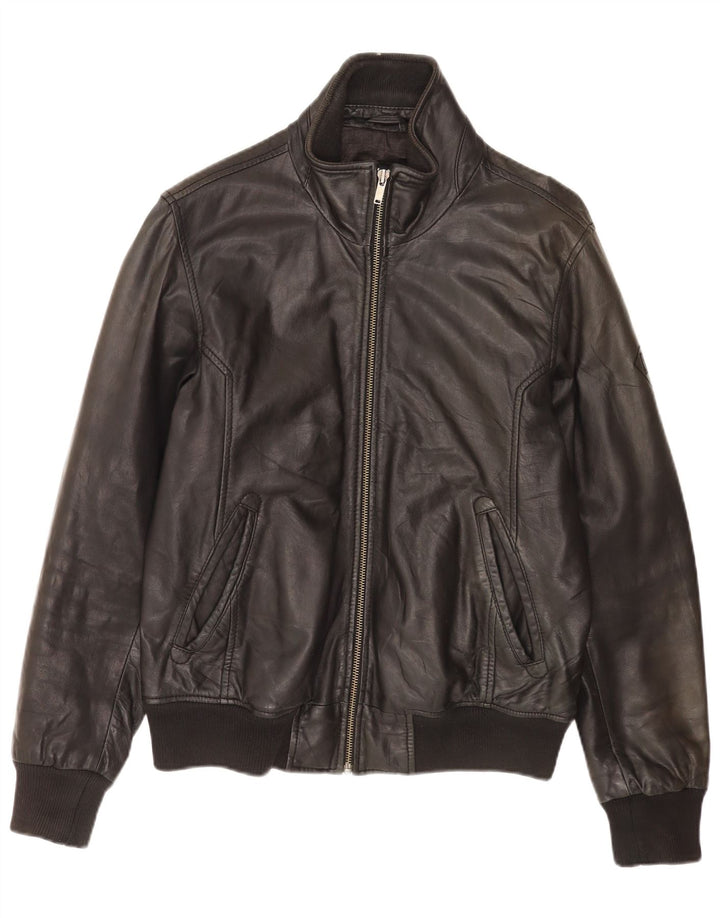Bomboogie Herren Lederjacke UK 42 XL Schwarzes Leder