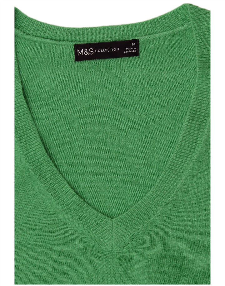 Marks & Spencer Damen-Pullover mit V-Ausschnitt, Gr. 14, Grün