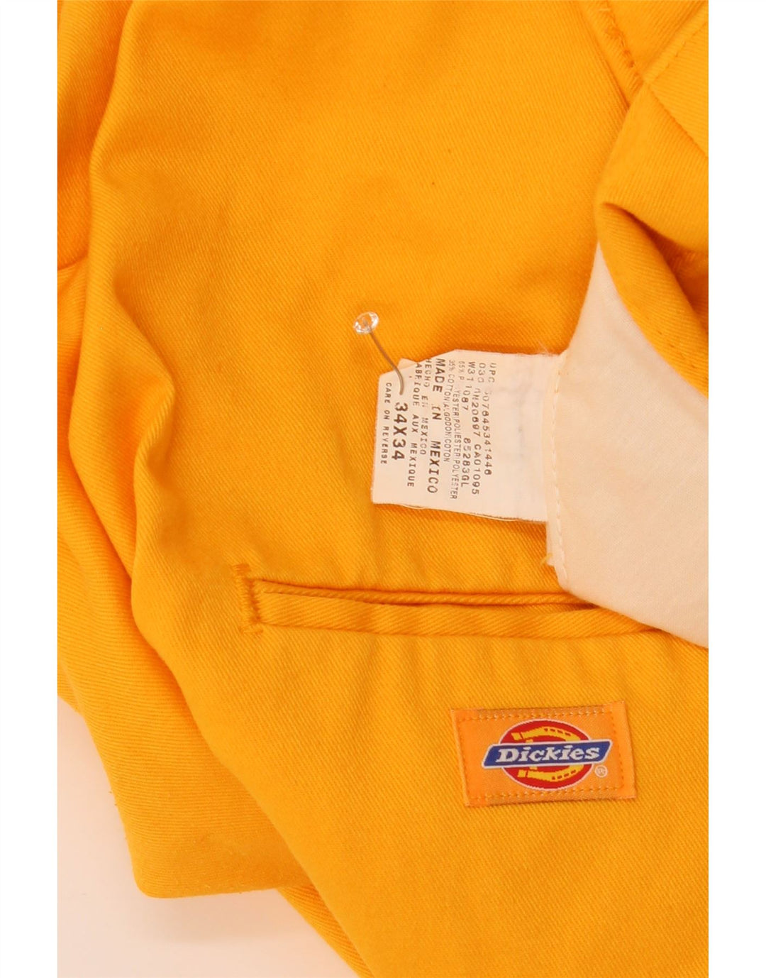 Dickies Herren Crop Cargo Hose W34 L24 Gelbes Polyester