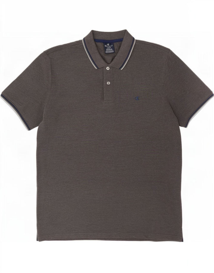 Champion Herren-Poloshirt, groß, grau gestreift, Baumwolle