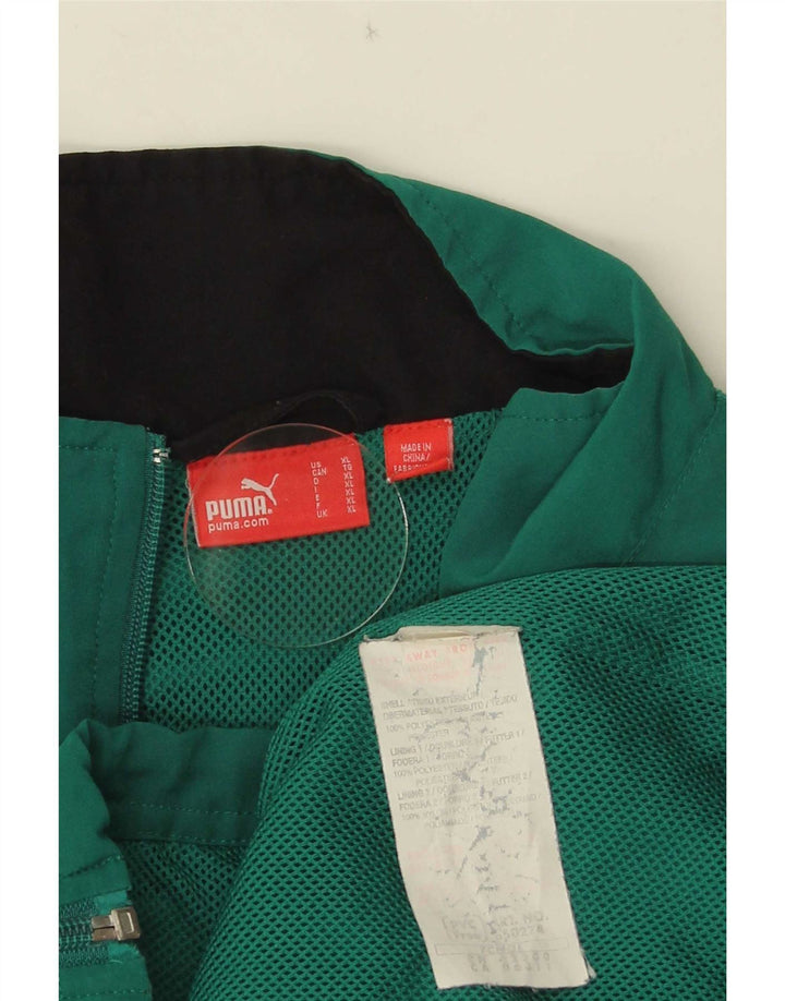 Puma Herren-Trainingsanzug mit grafischem Oberteil, XL, grünes Farbblock-Polyester