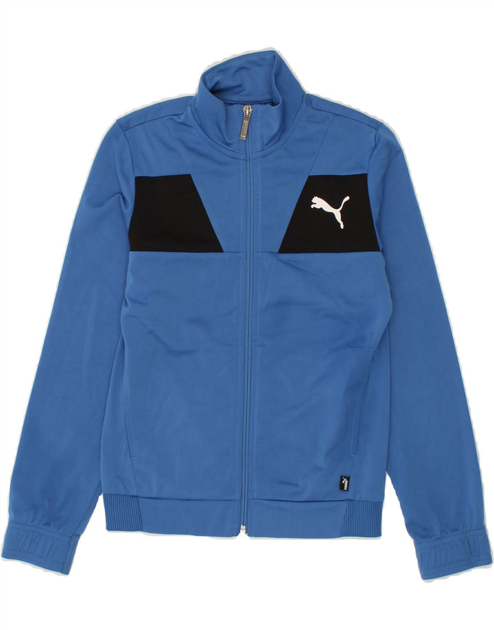 PUMA Boys Graphic Tracksuit Top Jacket 9-10 Years  Blue Colourblock Vintage Puma and Second-Hand Puma from Messina Hembry 