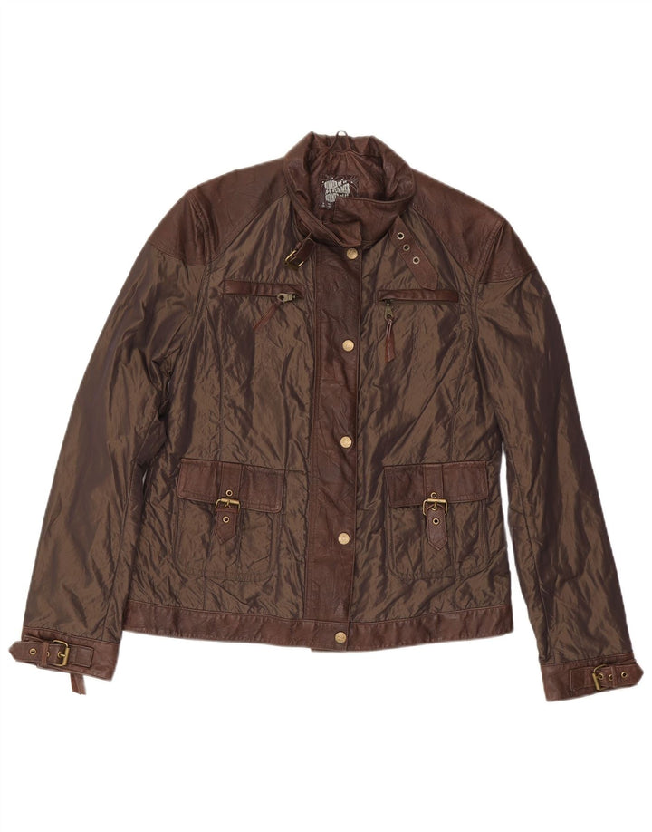 Vintage Damen Utility Jacke UK 14 Mittelbraunes Polyamid