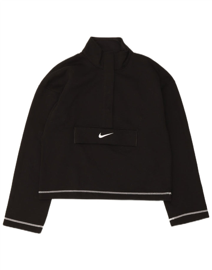 Nike Womens Swoosh Oversized Sweatshirt Pullover UK 6 XS Schwarz Polyester