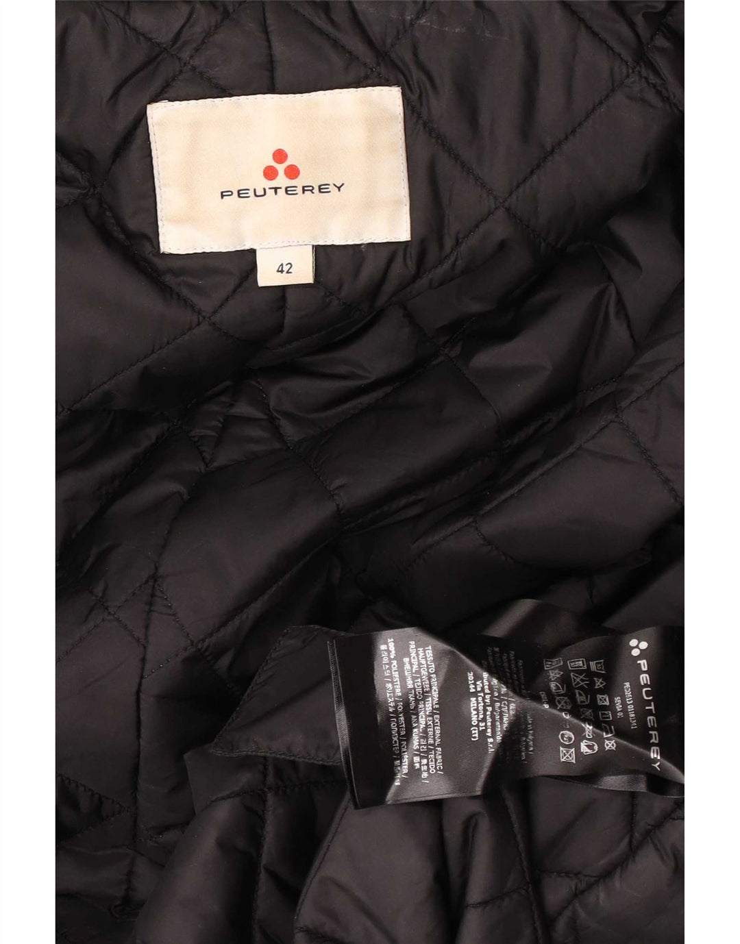 PEUTEREY Wattierter Damenmantel mit Kapuze IT 42 Mittelschwarzes Polyester