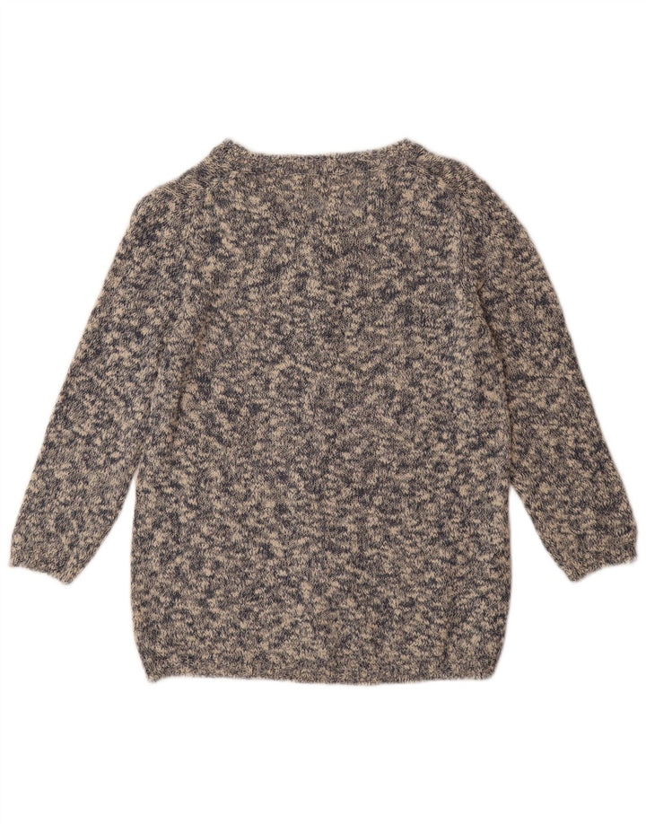 MASSIMO DUTTI Damen-Cardigan-Pullover UK 12 Mittelgrau gefleckte Baumwolle