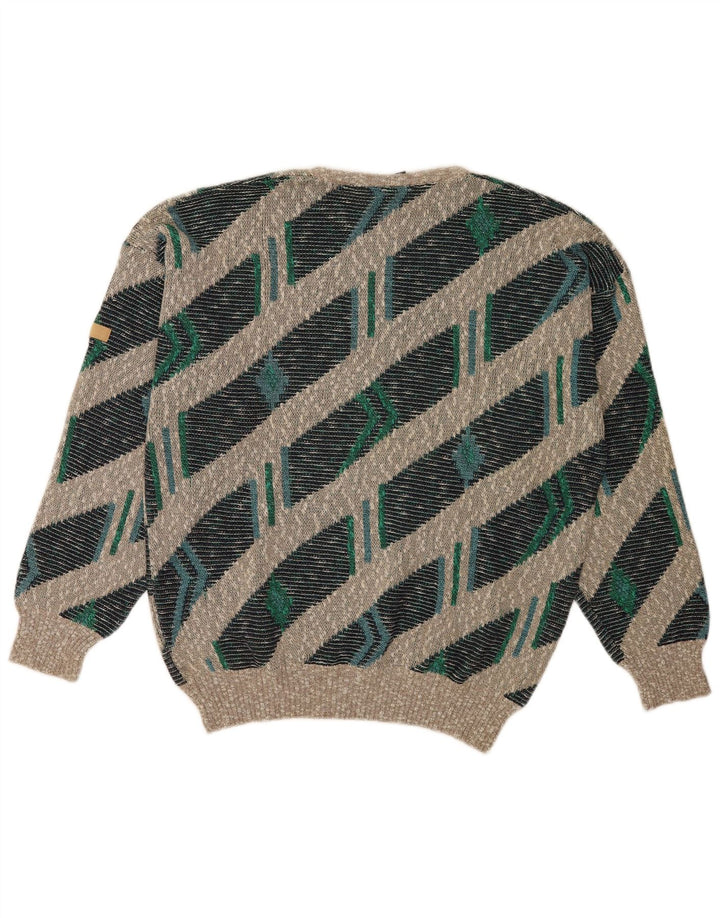 Vintage Herren-Pullover mit U-Boot-Ausschnitt, XL, mehrfarbig gestreift