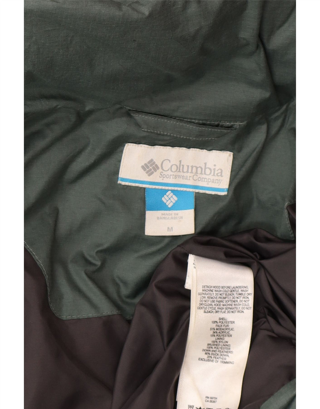 COLUMBIA Wattierter Damenmantel mit Kapuze, UK 12, Mittelgrün, Polyester