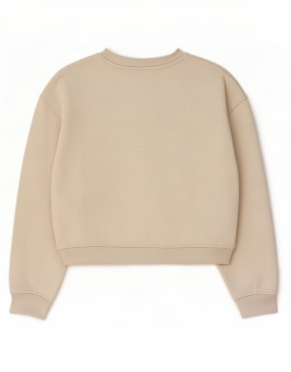 Zara Damen Crop Sweatshirt Pullover UK 14 Medium Off White Cotton
