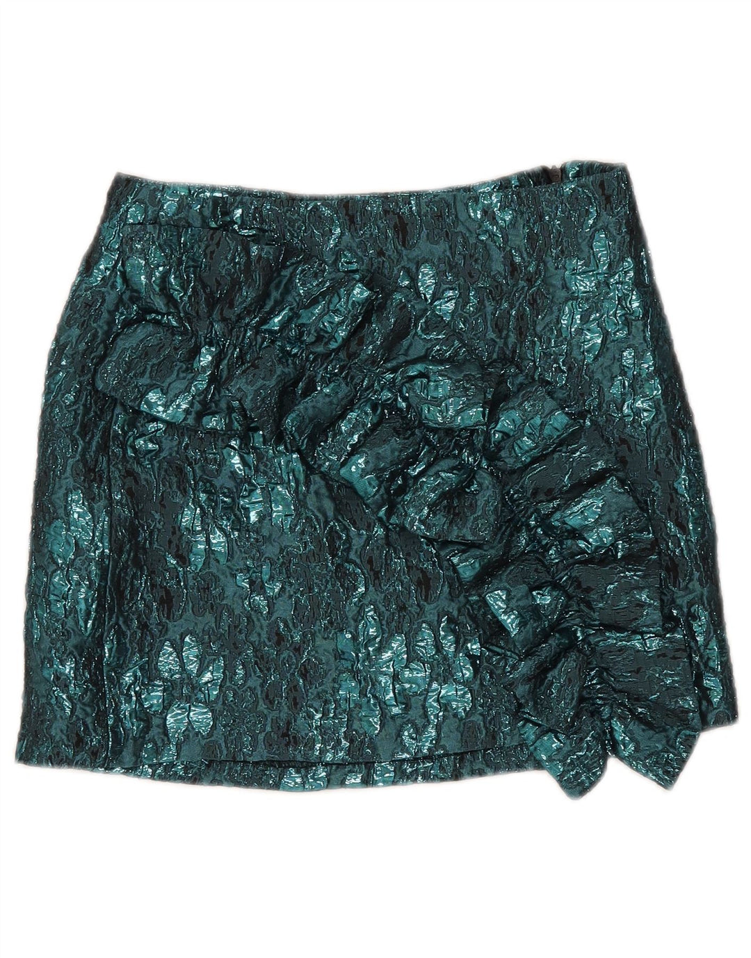 Zara Damen Minirock XS W24 Blau geblümtes Polyester