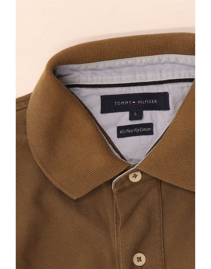 Tommy Hilfiger Herren-Poloshirt, große braune Baumwolle