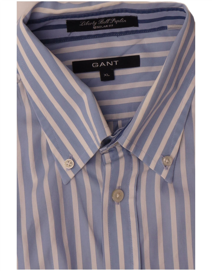 Gant Herren-Hemd, reguläre Passform, XL, blau gestreift, Baumwolle